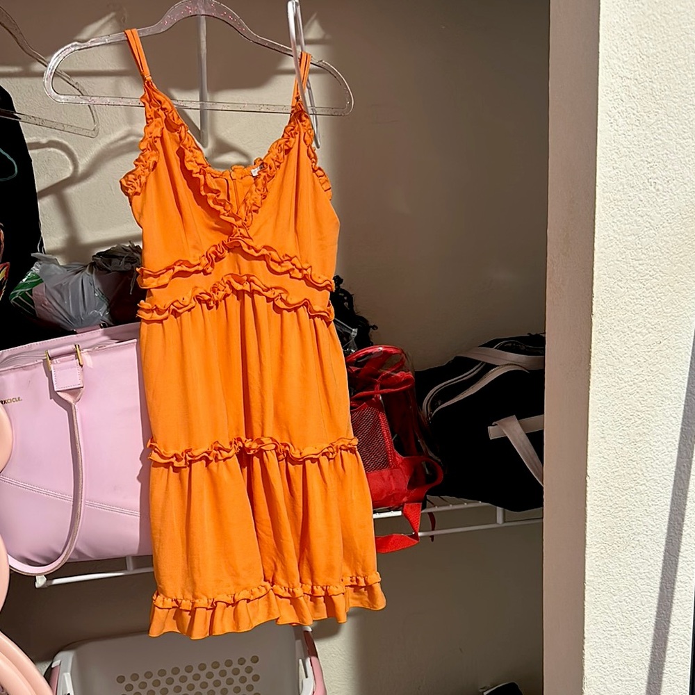 Orange Ruffled Summer Dress